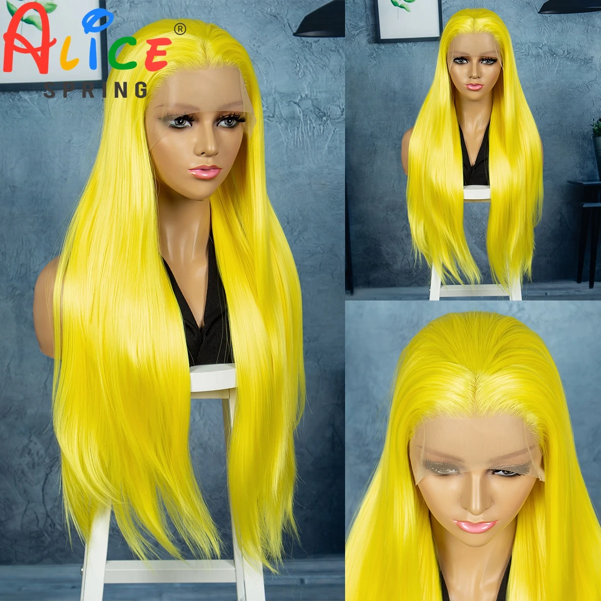 

32inch Straight Ginger Yellow Synthetic Hair Wigs 13x3 Synthetic Lace Wigs for Women Cosplay Daily Party Wig Heat Resistant Hair