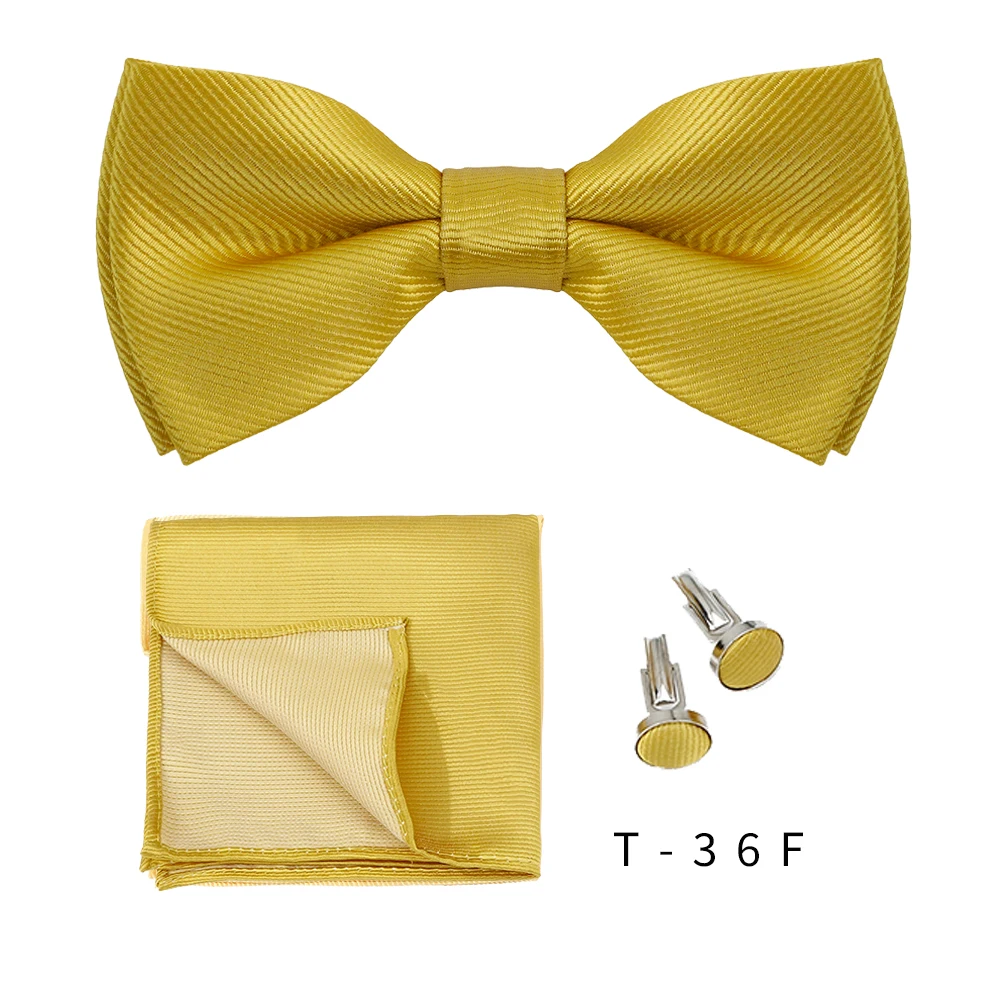 Männer Krawatten Set einfarbige Fliege Krawatte Manschetten knöpfe Taschentuch Mode Schmetterling Party Hochzeit Fliege für Männer Hemd Accessoires – Detail 12