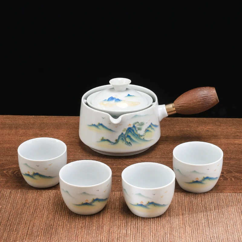 TEIERA IN CERAMICA FATTA A MANO – SET PORTATILE DA VIAGGIO PER TÈ GONGFU, 25-30 ML, ELEGANTE E REGALO PERFETTO