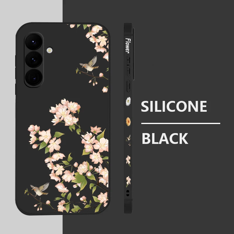 Pink Flower Pattern Phone Case with Soft Lanyard Cover