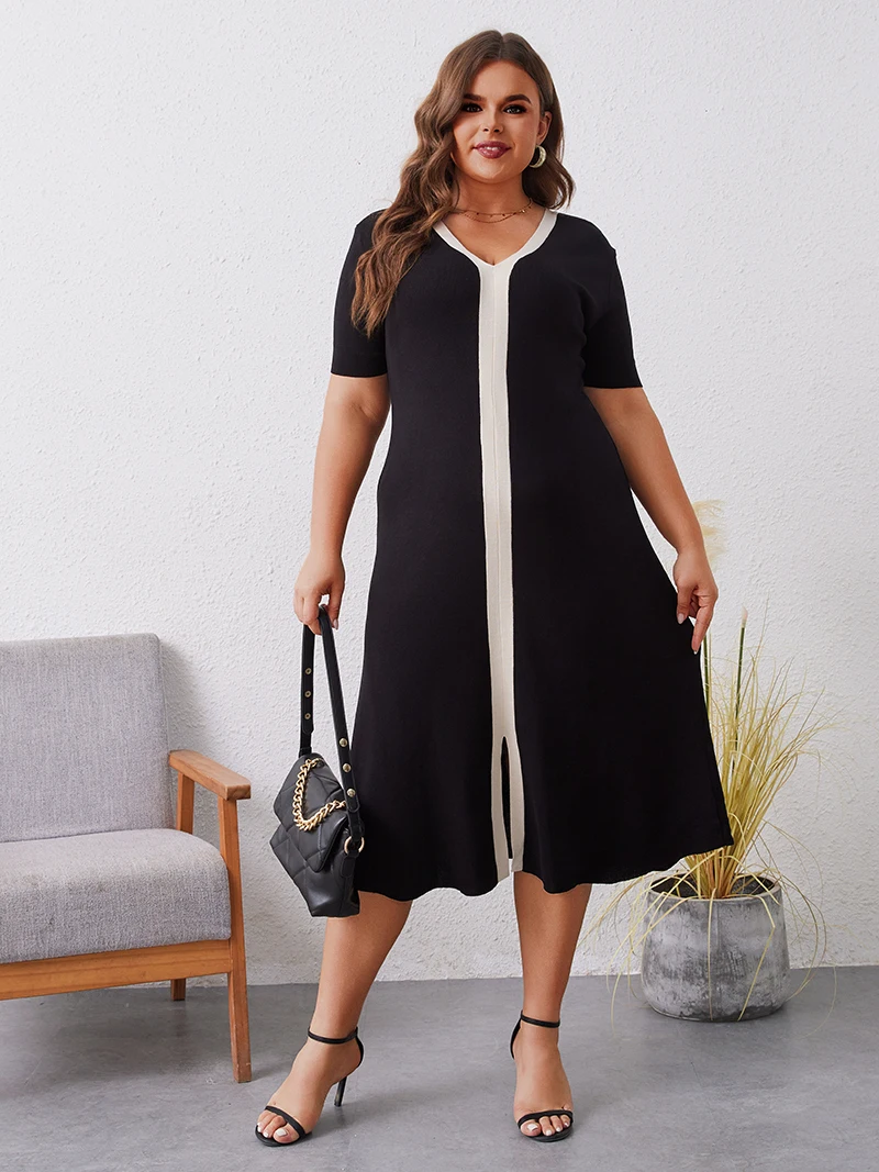 Abiti Estivi Lunghi In Maglia Nera Abito Da Sera Elegante Lavorato A Maglia Da Donna Manica Corta Abiti Lunghi In Maglia Aderente Vintage Per Donna 20