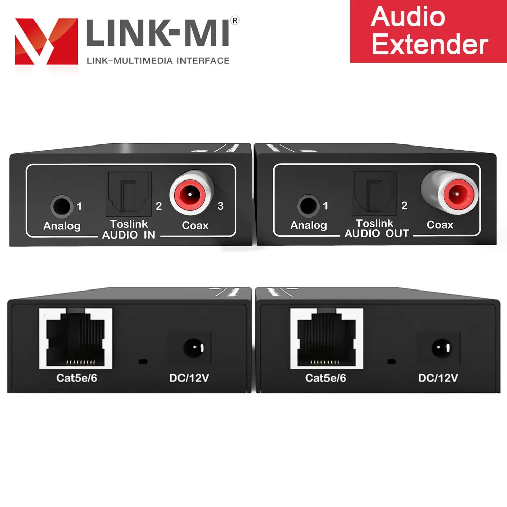 Фото Цифровой/аналоговый аудиоудлинитель LINK-MI 500 м, поддержка Cat5e/6 аналоговых, цифровых коаксиальных, оптических Toslink, автоматическая проверка звука №3