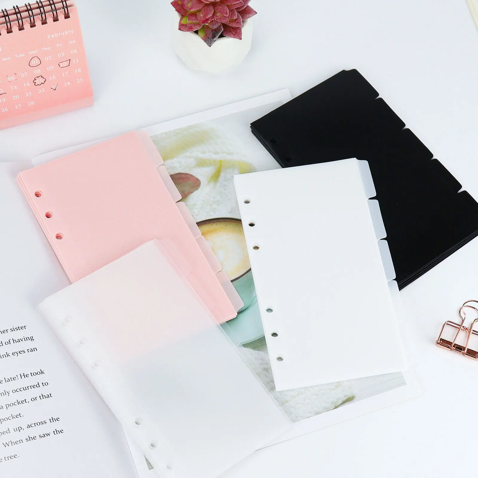 A6 A7 Binder Pockets Binder Folders for Notebook Divider Page Waterproof PVC Leaf Document Filing Bag 5