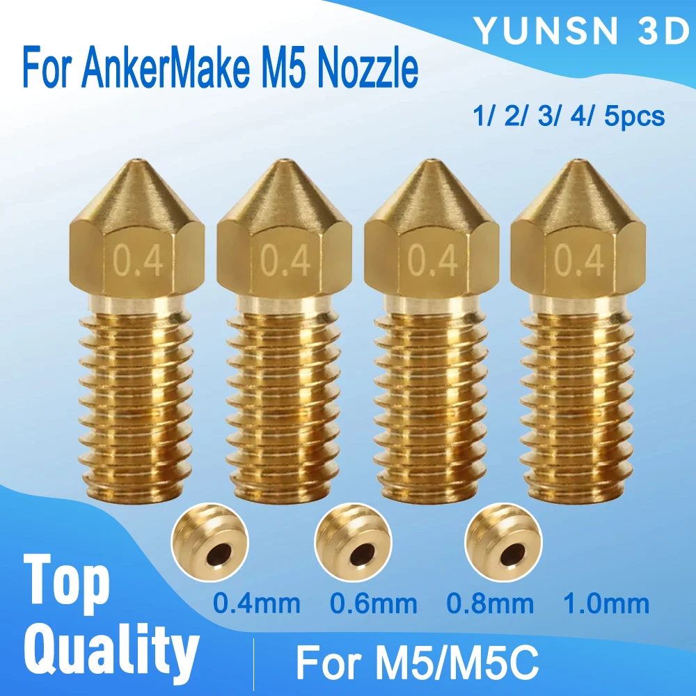 Für AnkerMake M5 3D-Druckerdüse 0,2 mm 0,4 mm 0,6 mm 0,8 mm 1,0 mm Messingdüse 3D-Druckerteile für AnkerMake High Precision