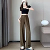Women Suit Pants Lady Baggy High Waist Wide Leg Solid Color Trousers Female Designer Straight Leg Mom Classic Office Pant Slacks 5