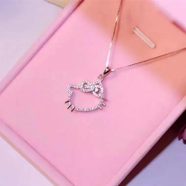 Sanrio Hello Kitty Necklace Ring 2K Kuromi Melody Chain Alloy Silver  Crystal Female Charm Rhinestone Goth Jewelry Valentine Gift - AliExpress