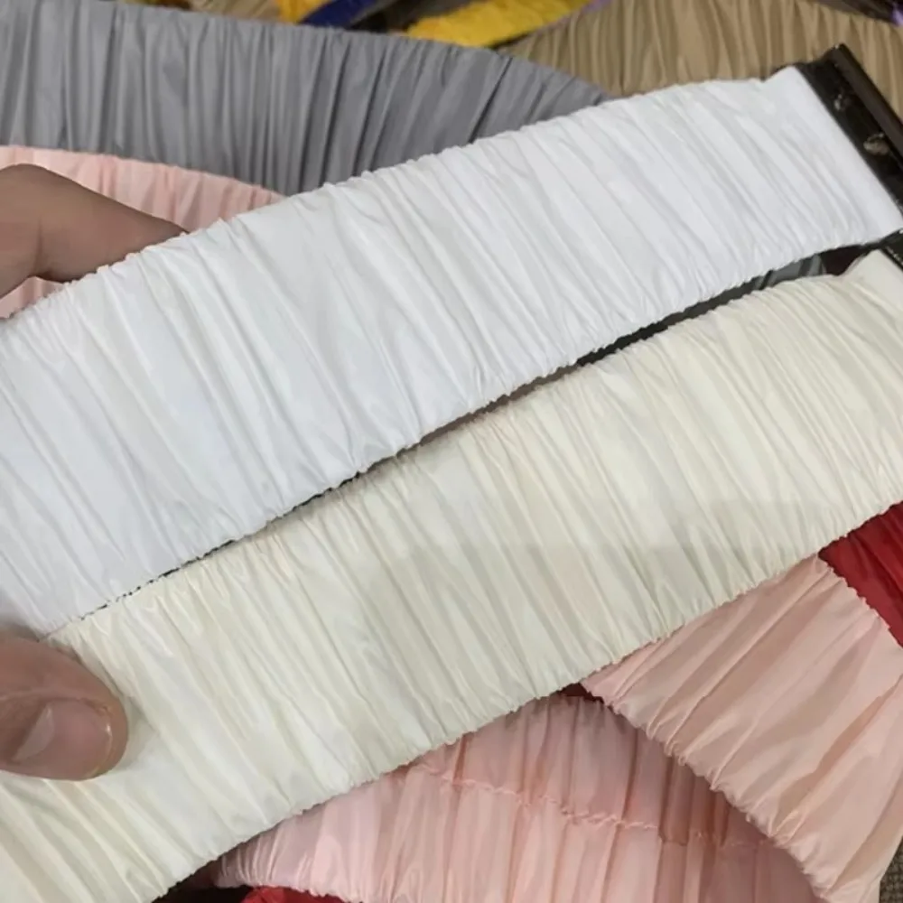 Retro 5cm wide Down Coat Waist Belt Casual Pleated Stretch Waistband Buckle Elastic Solid Color Down Jacket Waistband