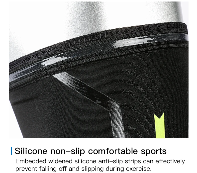 1-teilige Kniebandage mit Patella-Motiv, mittlere Unterstützung, starker Meniskus, Silikon, Kompressionsschutz, Sport-Knieschoner, Laufkorb – Detail 11