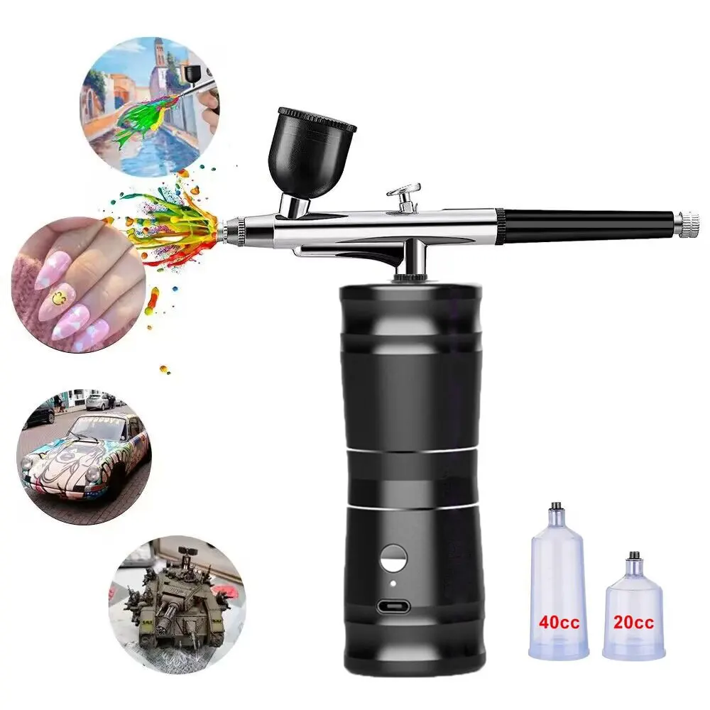 Spray Gun Spray Gun with Compressor 0.3mm Kit for Nail for Model/Cake/Car Painting