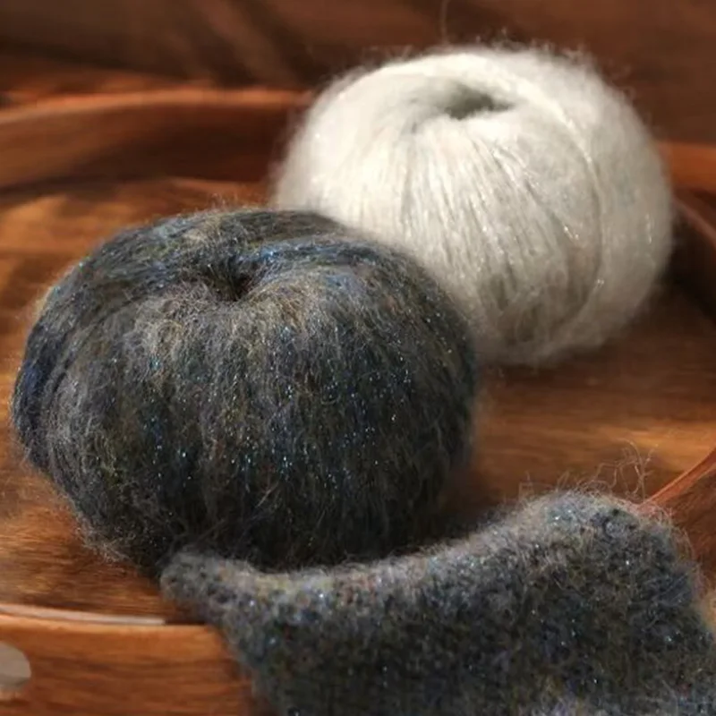 2Pcs 25g Mohair Yarn Soft Hand Knitting Thread Wool Yarn For Knitting Scarf Shawl Sweater Crochet Threads DIY Material Supplies