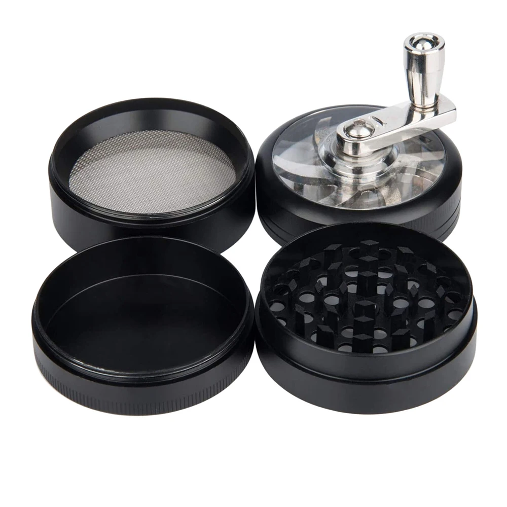 Herb Grinder, 4-piece Zinc Alloy Manual Grinder Sharp Teeth Preparing