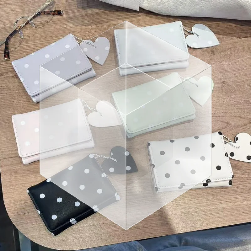 Portafoglio Piccolo in Pelle PU a Pois con Ciondolo a Cuore - immagine 3