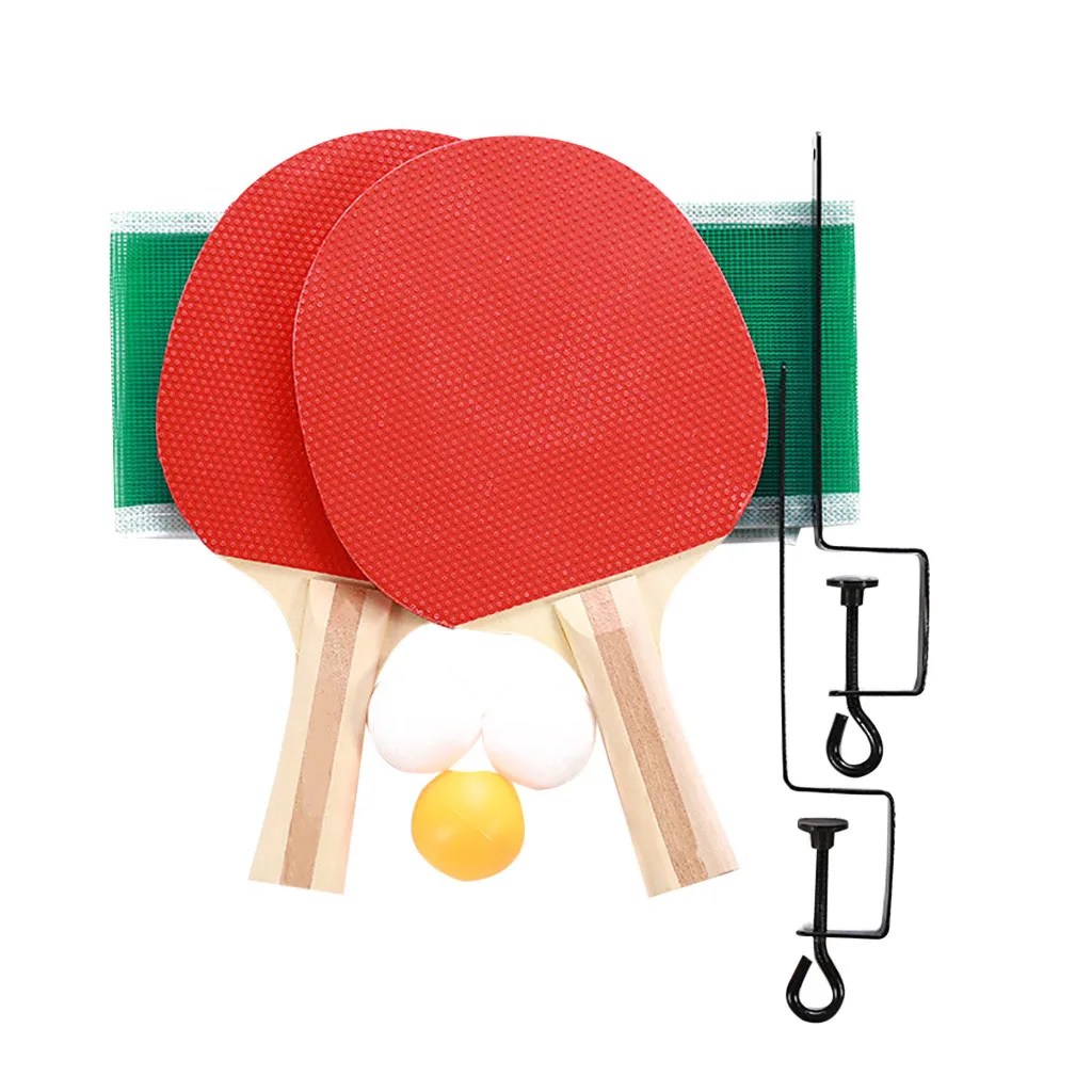 Indoor Games Sport Portable Table Tennis Net Bracket Ping-Pong Paddles Kit Set