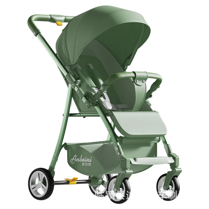 NEW One Hand to Recline Four Wheel Suspension High View Baby Stroller Ergonomics Seat Bassinet for Newborn Portable Baby Pram