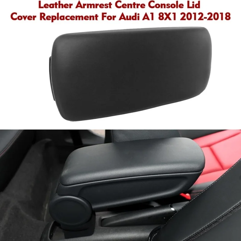8X0864245B Schwarze Leder-Mittelkonsolenabdeckung Armlehne FÜR Audi A1 8X1 2012 2013 2014 2015 2016 2017 2018 Langlebige Auto-Innenausstattung – Detail 1
