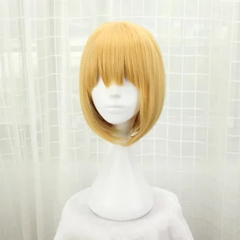 Parrucche M Mihael Keehl Parrucca corta gialla resistente al calore Parrucca cosplay in fibra sintetica resistente alle alte temperature