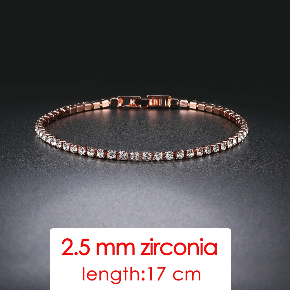 Rose Gold Cubic Zirconia Tennis Bracelet - Elegant Fashion Jewelry Gift