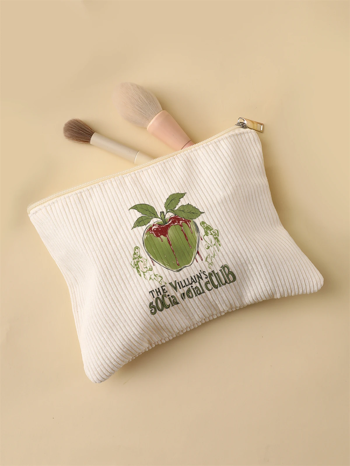 Women's Corduroy Travel Cosmetic Bag Portable Large Capacity Makeup Storage Organizer Zipper Clutch Purse Make up Bag