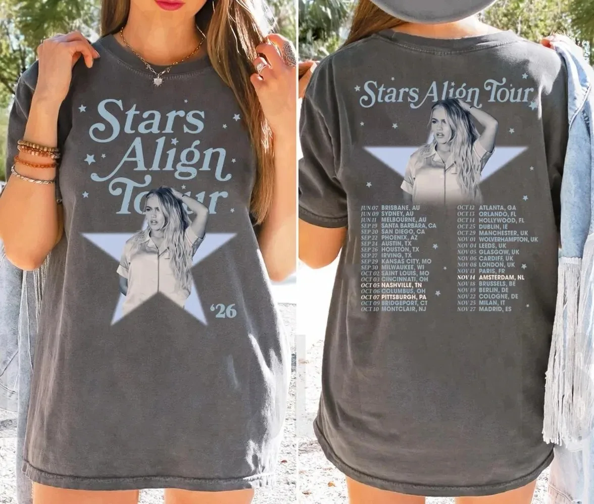 Freya Skye Stars Align Tour 2026 Festival T-Shirt für Herren und Damen, übergroße Streetwear-Baumwollkleidung, modisch, lässig, kurzärmelig