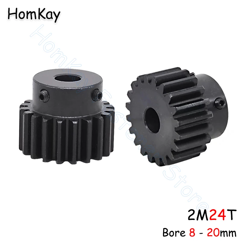 

Mod 2 24T Spur Gear Bore 8 10 12 14 15 - 20mm 45# Steel Transmission Gears 2 Module 24 Tooth Motor Pinion DIY Accessories Parts