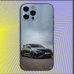 Custodia per iPhone nera morbida a tema auto blu elegante