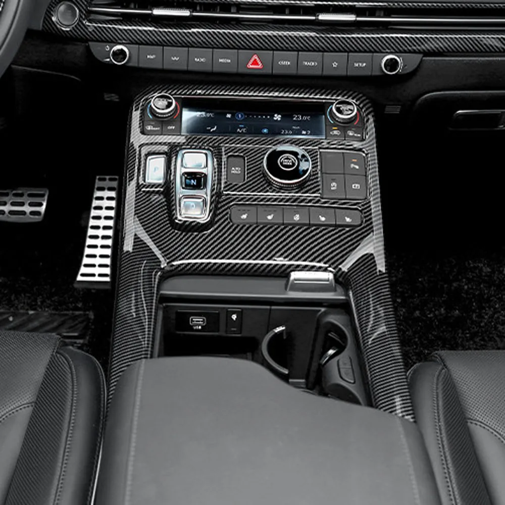 

Автомобильная панель центральной консоли из углеродного волокна, Центральная панель переключения передач, коробка для хранения стаканов с водой, рамка с отделкой для Hyundai Palisade 2023