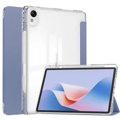 Enhanced Trifold Stand Tablet Case with Pencil Holder and Clear Acrylic Back Cover for MatePad 11.5 S (Purple)