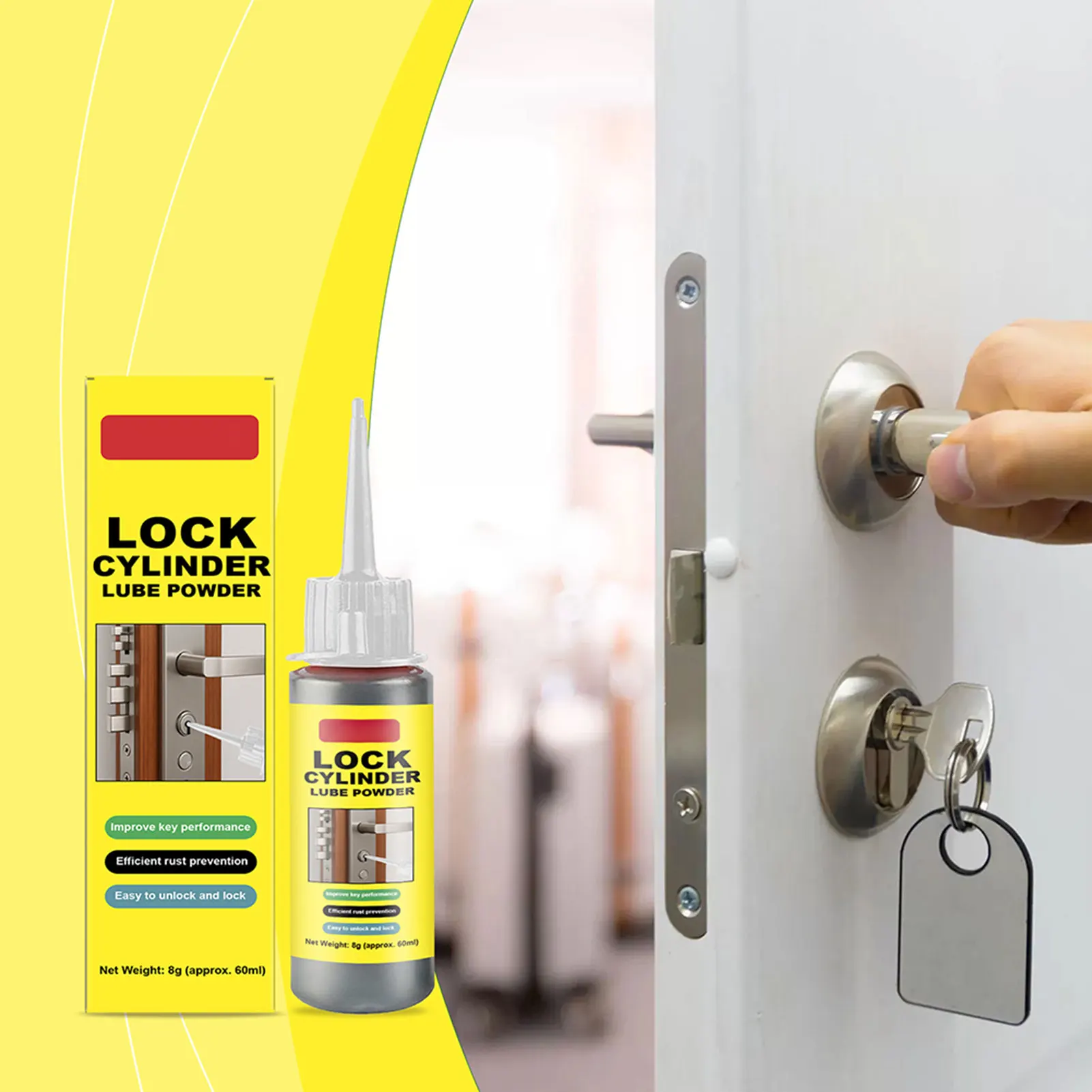 Lock Cylinder Graphites Lubricant Powder Dry Lubricant Powder for Lock Cylinder Long-Lasting Lubricant With No Dust 60ml