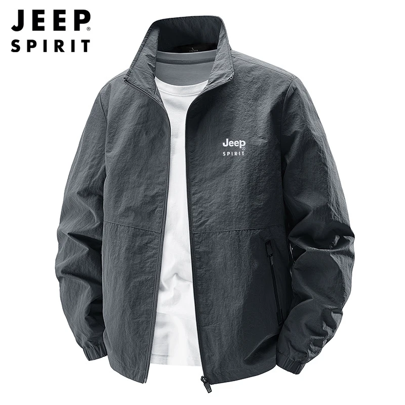 Veste col officier printemps automne homme - Veste légère pêche décontractée style Jeep spirit