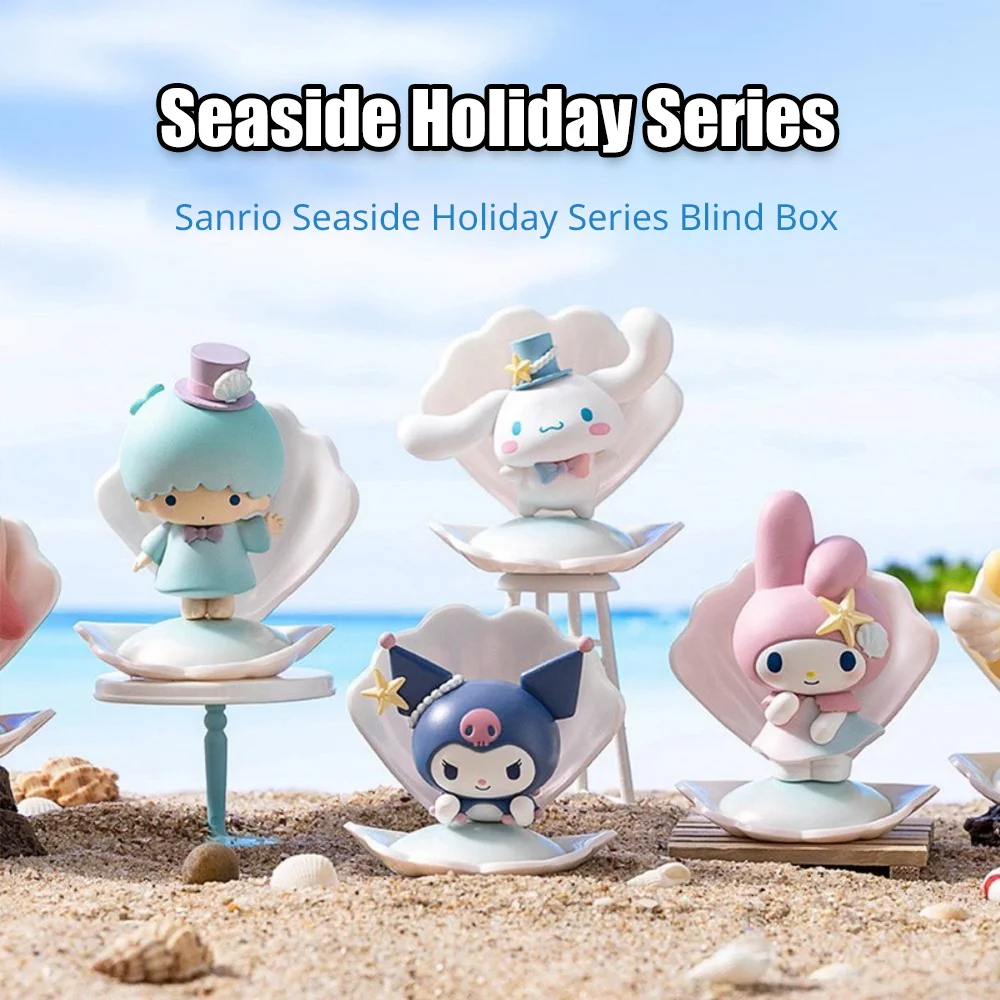 

Genuine Sanrio Anime Figures Kuromi My Melody Hellokitty Blue Sea Holiday Kawaii Cinnamoroll Figure Doll Decor Desktop Ornaments