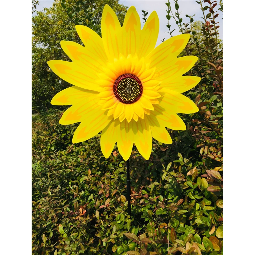 Description Picture 4 of itemSunflower Windmill Wind Ornaments for Home Outdoor Exterior Lawn Backyard Courtyard Vіrka Party Yard & Garden Decors Supplies