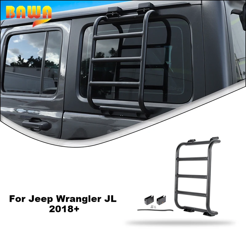 BAWA Aluminum Alloy Rear Windows Expansion Climbing Ladder Jeep Wrangler JL Protective Frame Exterior Accessories