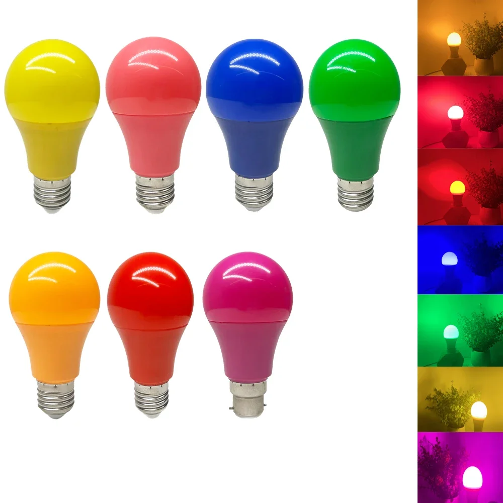 E27 B22 Lamp Led Bar Light Lamp Red Blue Green Yellow Pink Lampara Light KTV Party Home Decor Lighting 220V Colorful LED Bulb