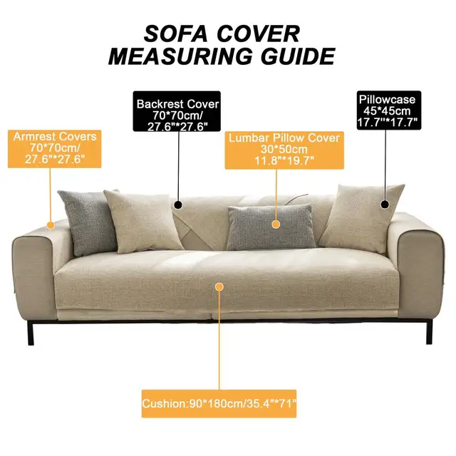 Cotton Linen Sofa Cover Anti-Slip