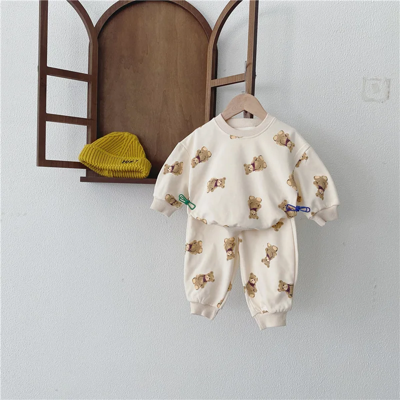 Baby Boys Sports Bear Hoodie Set Casual Clothing