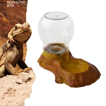 Reptile Amphibian Automatic Waterer Feeder Basin Simulation Tree Bark Turtle Lizard Drinking Bowl Fountains Landscaping 1