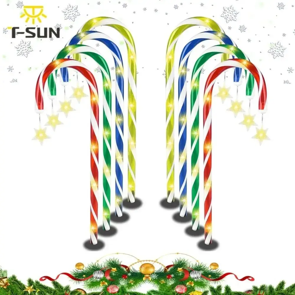 

8Pcs/Set Candy Cane Lamp Christmas Lights Outdoor EU Plug Christmas Decoration 2024 Fairy Lights Garden Light Lawn Light