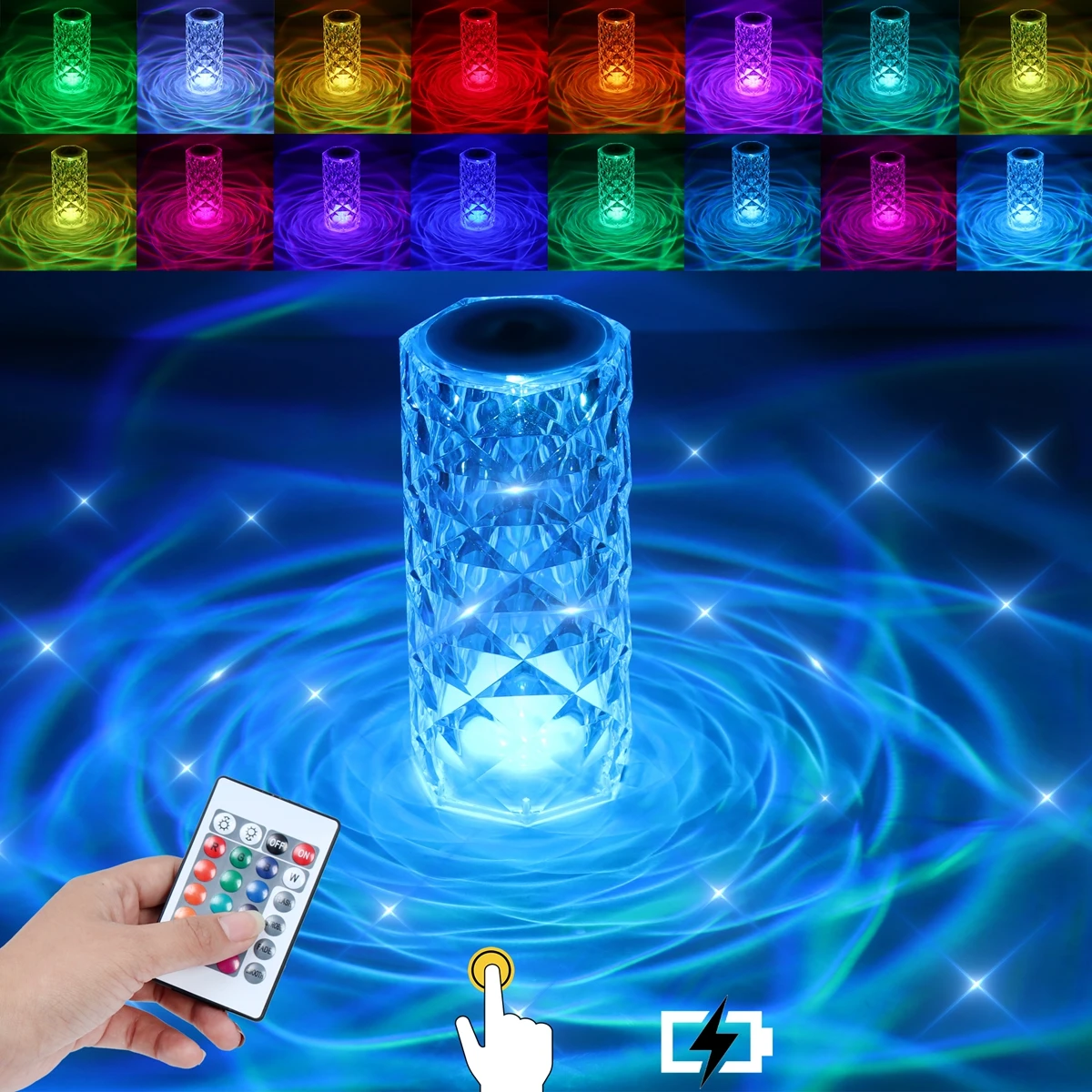 3/16 Colors Crystal Table Lamp LED Night Light Touch Lamp Atmosphere Lamp For Girls Bedroom Decor Romantic Diamond NightLights