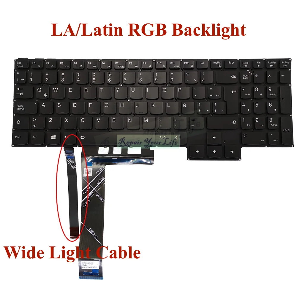 Teclado do Portátil Retroiluminação Colorida para Lenovo Gaming 315imh05 15arh05 15ach6h 15ach6a Zona Rgb Iluminação Sn21b43979 Sn21b43912 - Imagem 6