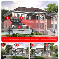 Caméra WiFi de sécurité domestique à 4 objectifs 20MP, 10K, sans fil, 4 écrans, Zoom 16X, PTZ 360 °   Caméras de surveillance Détection automatique du mouvement 2