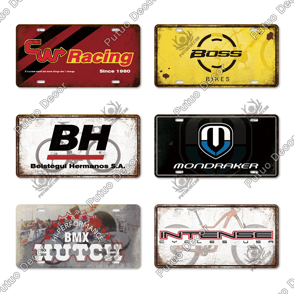 Putuo Decor Bicycle Brand Vintage License Plate Metal Tin Sign For Garage Man Cave Bike Shop Wall Decoration Bike Repair license plate holder license plate frame license plate bracket