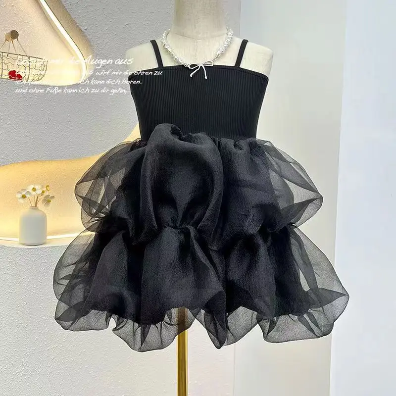 

Kids Girls Summer Dress Little Girls Suspended Girl Baby Mesh Poached Clothing Childrens Princess Dress Little Black