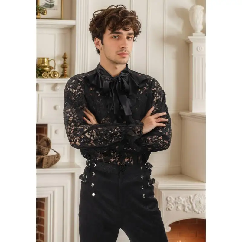 Camicia Da Uomo Pirata Vampiro – Gotica Rinascimentale Vittoriana – Medievale Per Cosplay Halloween - 5