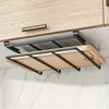 Kitchen Hanging Organizer Rack with Hook Under Cabinet Paper Towel Cloth Hanger Cutting Board Pot Lid Holder Warehouse Shelf 2