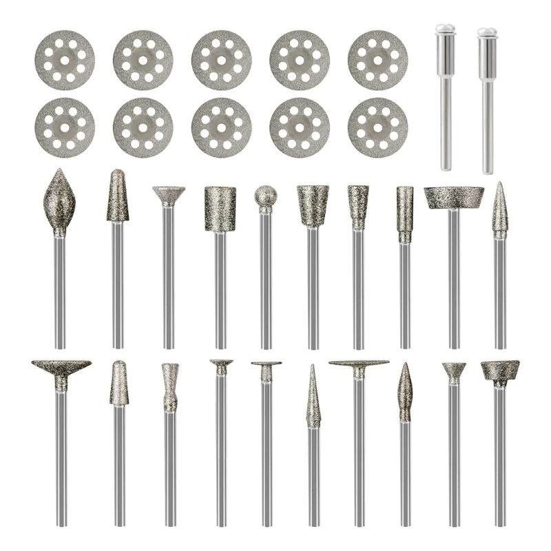 

Diamond Cutting Discs for Rotary Tool 20Pcs Diamond Bur Bits 10Pcs Wheels