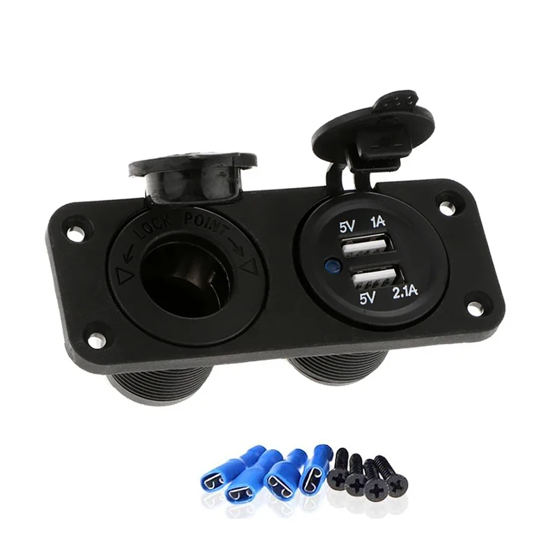attacco 12v auto + Presa Accendisigari 12V per Auto, Doppio USB Accendisigari Caricabatteria Presa per Splitter Adattatore Impermeabile per Veicoli Moto Auto Camion Barca Marino RV