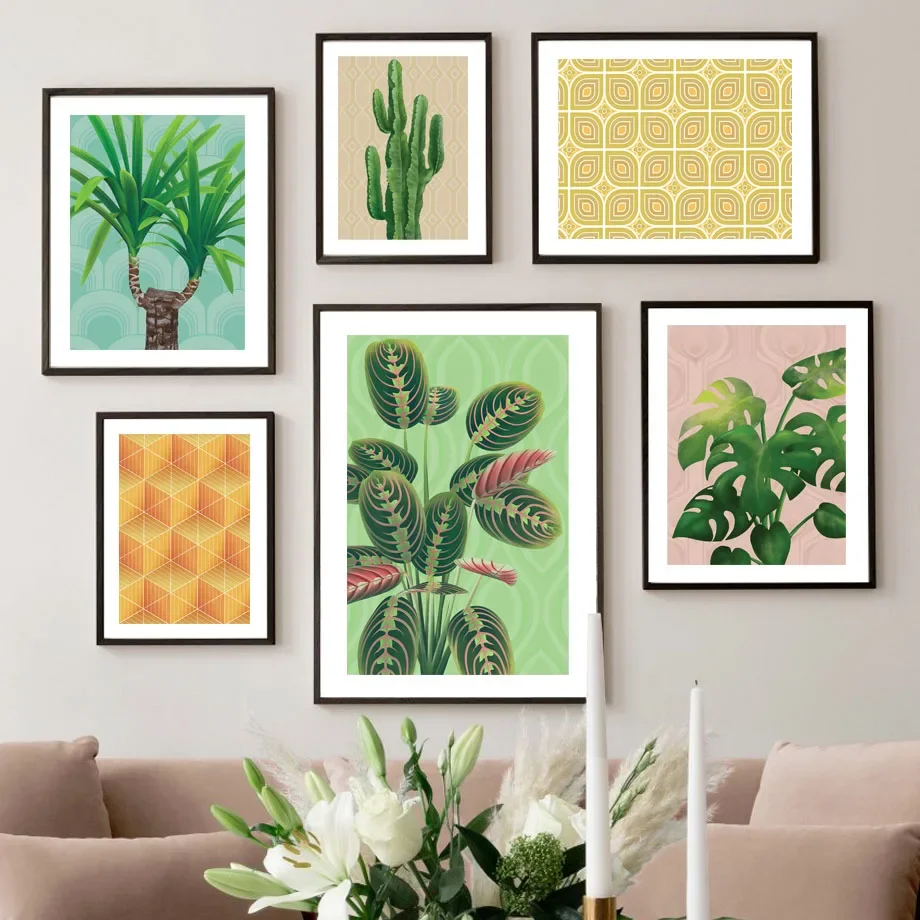 Botanical Monstera Cactus Yucca House Plant Wall Art Canvas Painting Nordic Poster E Print Wall Picture For Living Room Decor