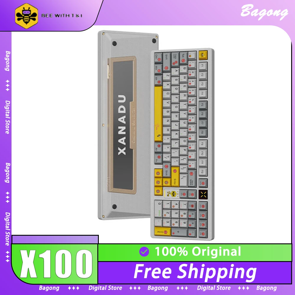 

Bee With T&I XANADU X100 Mechanical Keyboard Three Mode Hot Swap RGB Gasket Low Delay Wireless Gaming Keyboard 8000mAh Pc Gamer