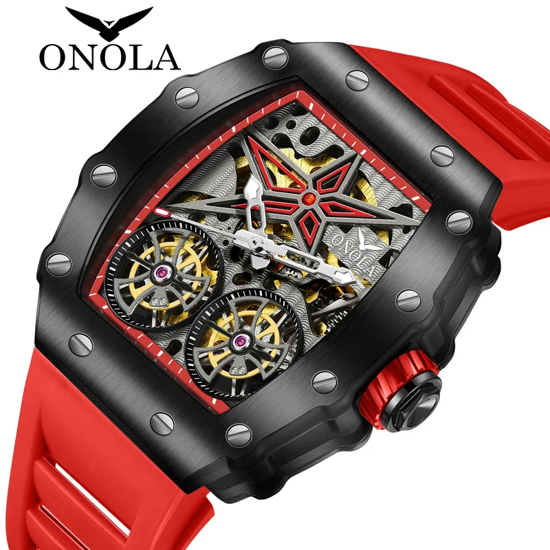 Mechanical Watch New Full Automatic Men ONOLA Brand Fashion Hollow Luxury Waterproof Clock