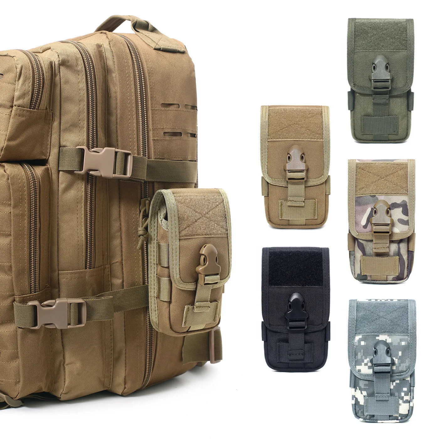 Double Layer Tactical Molle Phone Pouch Waist Pack Military Outdoor Hunting Hiking EDC Bag Running Moblile Phone Card Holder